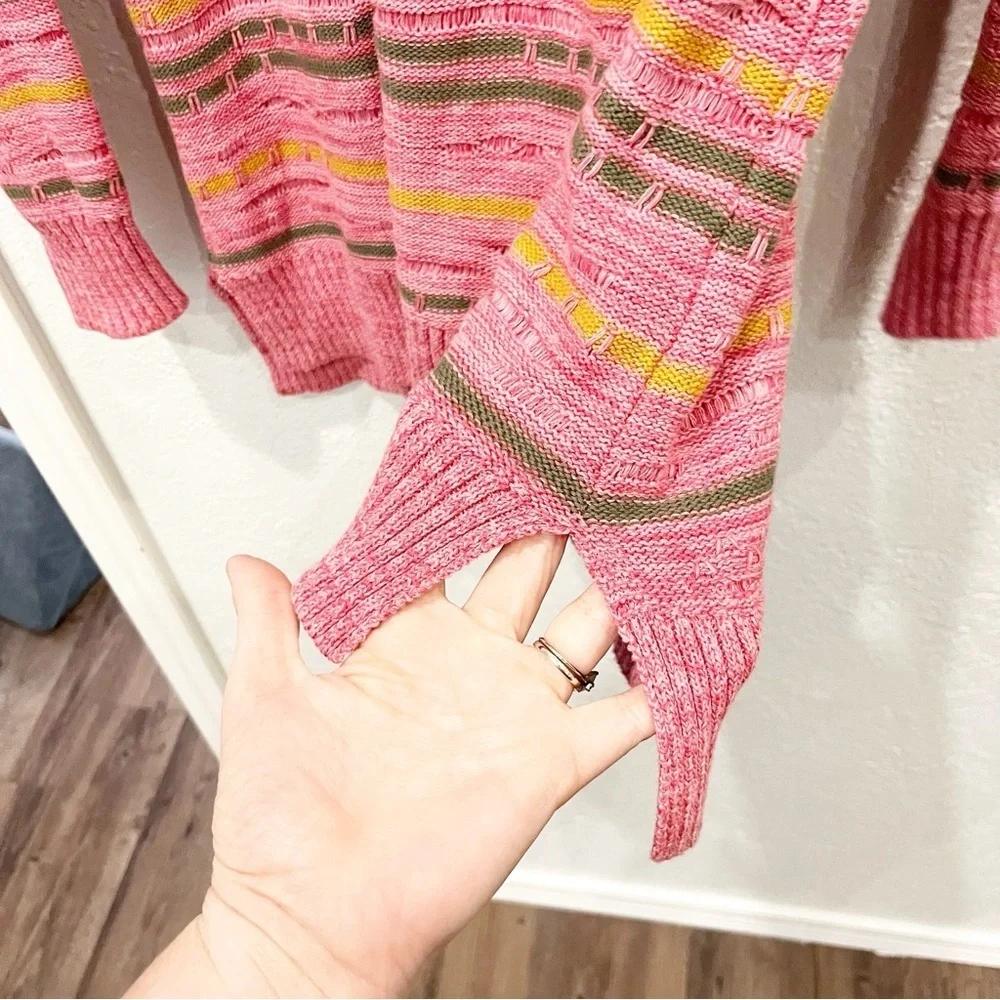 Soft Surroundings Sweater Women's XS Lisabetta Art Stripe Dusty Cedar Blush Pink